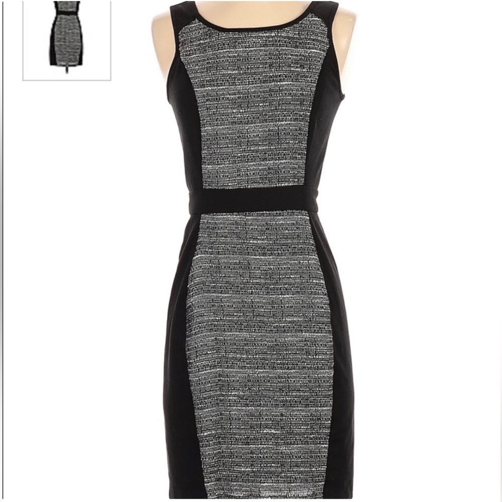 Elle gray &black work formal sleeveless midi dress